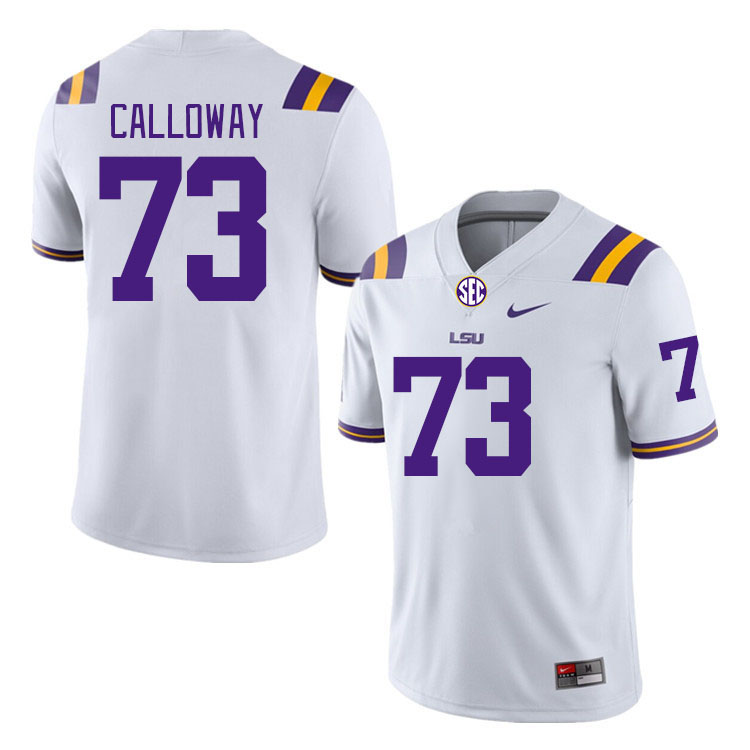 Men #73 Ethan Calloway LSU Tigers College Football Jerseys Stitched-White